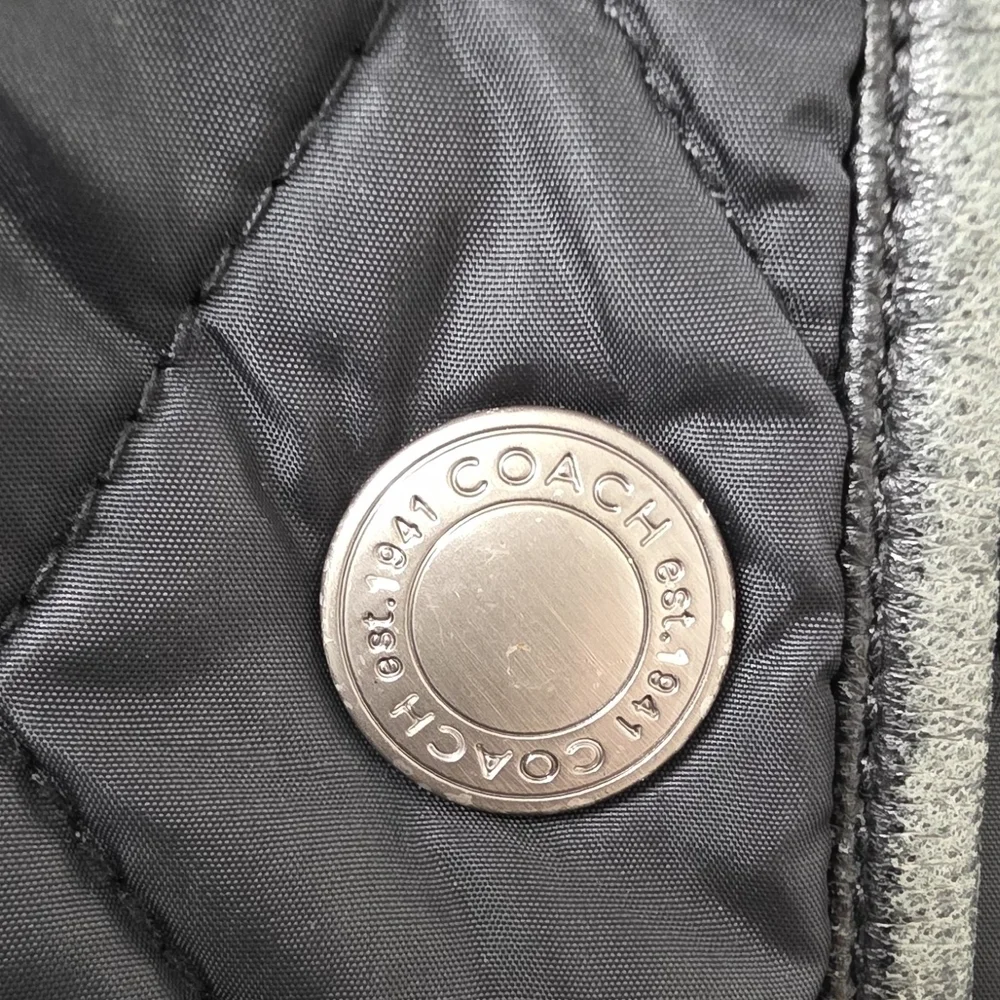 Coach Black Quilted Barn Jacket with Leather Trim | Women's S